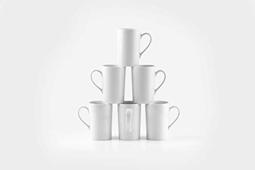 Amuse- Professional Barista Classic Tall Mug for Coffee, Tea or Latte- Set of 6- 12 oz.