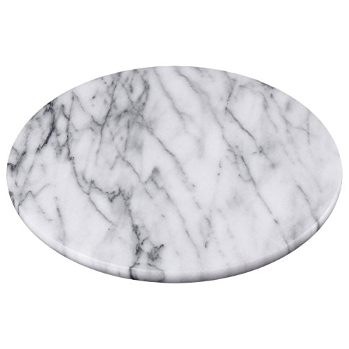 Creative Home Natural Marble Round Trivet Cheese Board Dessert Snack Appetizers Bread Serving Plate Serving Tray, 8" Diameter, Off-White (Color May Vary)