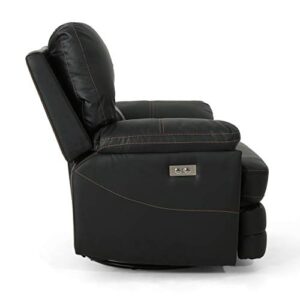 Great Deal Furniture | Laurent | Faux Leather Swivel Power Recliner | in Black