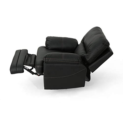 Great Deal Furniture | Laurent | Faux Leather Swivel Power Recliner | in Black