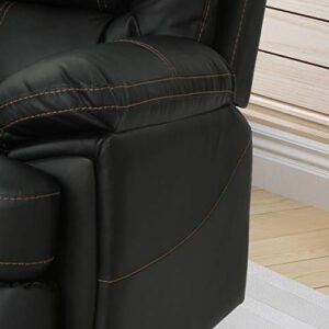 Great Deal Furniture | Laurent | Faux Leather Swivel Power Recliner | in Black