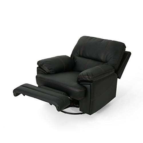 Great Deal Furniture | Laurent | Faux Leather Swivel Power Recliner | in Black