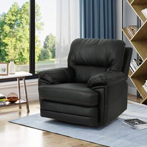 Great Deal Furniture | Laurent | Faux Leather Swivel Power Recliner | in Black