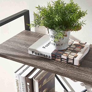 BON AUGURE Small 3 Tier Bookshelf, Rustic Industrial Book Shelf, Short Wood Metal Standing Etagere Bookcase for Living Room, Bedroom and Office (Dark Gray Oak)