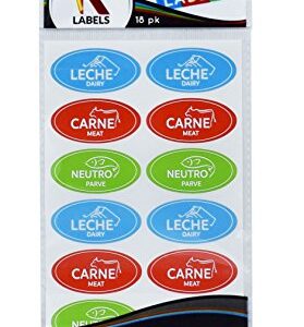 Kosher Sticker Labels Spanish Assorted Colors