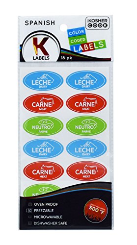 Kosher Sticker Labels Spanish Assorted Colors