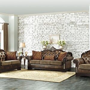 Homelegance 9815-3 Croydon Traditional Two-Tone Sofa, 86"W, Brown PU Leather