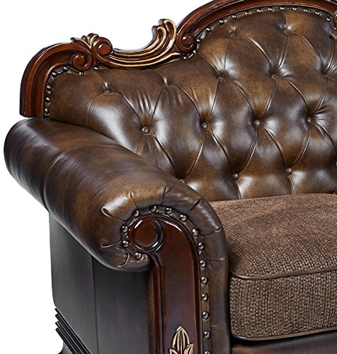 Homelegance 9815-3 Croydon Traditional Two-Tone Sofa, 86"W, Brown PU Leather