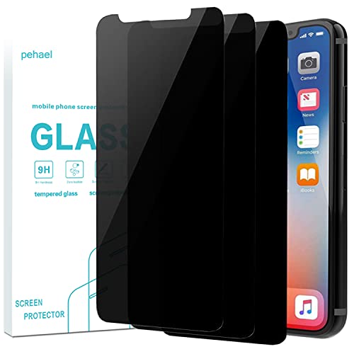 Pehael [2+1 Pack] Privacy Screen Protector for iPhone 11 Pro/iPhone Xs/iPhone X/iPhone 10 Anti-Spy Tempered Glass Film 9H Hardness Upgrade Edge Protection Easy Installation Bubble Free [5.8 inch]