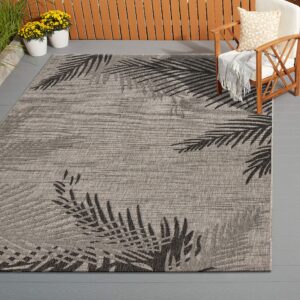 lr home captiva shaded palms indoor/outdoor area rug, 5' x 7', beige/black