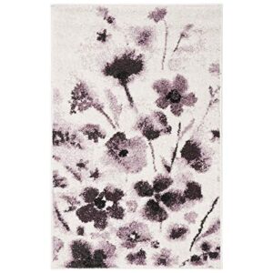 safavieh adirondack collection accent rug - 2'6" x 4', ivory & purple, floral watercolor design, non-shedding & easy care, ideal for high traffic areas in entryway, living room, bedroom (adr127l)