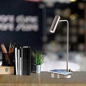 Adesso 3162-22 Kaye LED Desk Lamp Wireless Charging, 7W LED, 5W QI, USB Port, Indoor Lighting Lamps