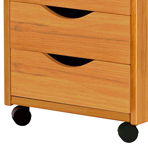 Adeptus Original Roll Cart, Solid Wood, 6 Drawer Narrow Drawers Roll Carts, Medium Pine