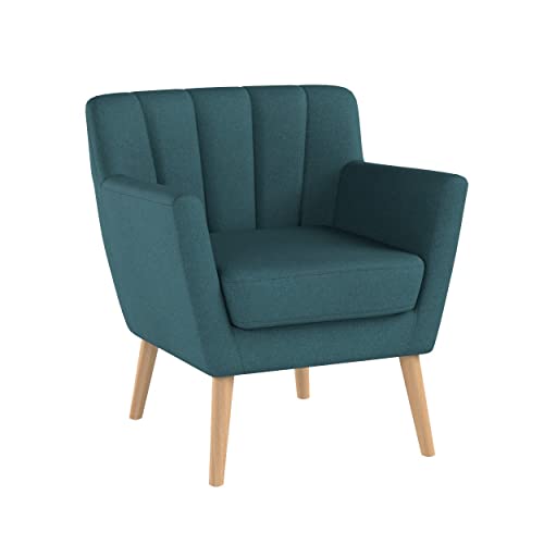 Christopher Knight Home Merel Mid Century Modern Fabric Club Chair, 28.30" W x 27.60" D x 31.50" H, Dark Teal/Natural