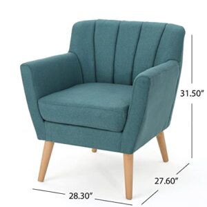 Christopher Knight Home Merel Mid Century Modern Fabric Club Chair, 28.30" W x 27.60" D x 31.50" H, Dark Teal/Natural