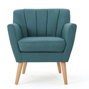 Christopher Knight Home Merel Mid Century Modern Fabric Club Chair, 28.30" W x 27.60" D x 31.50" H, Dark Teal/Natural