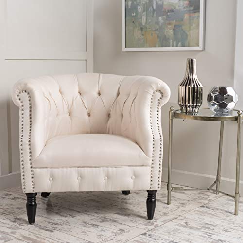 Christopher Knight Home Akira Fabric Club Chair, Beige 33D x 29.6W x 30.25H in