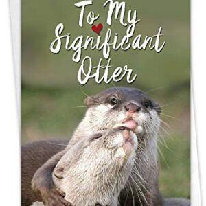 NobleWorks - Funny Anniversary Greeting Card - Romantic Spouse Humor, Married Couples Anniversary Notecard - Significant Otters C5528ANG