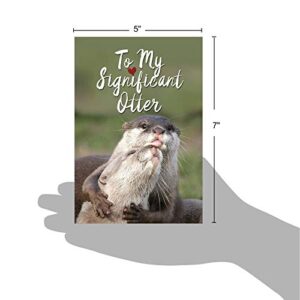 NobleWorks - Funny Anniversary Greeting Card - Romantic Spouse Humor, Married Couples Anniversary Notecard - Significant Otters C5528ANG