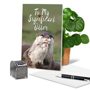 NobleWorks - Funny Anniversary Greeting Card - Romantic Spouse Humor, Married Couples Anniversary Notecard - Significant Otters C5528ANG