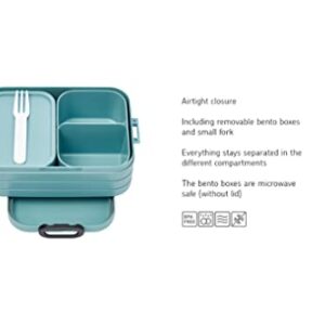 MEPAL, Bento Lunch Box Midi with 2 Compartments for Food Storage, a Detachable Box Including a Fork, Portable, BPA Free, Nordic Green, Holds 30.4 oz, 1 Count