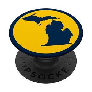cute unique blue & maize state of michigan pacj1302 popsockets popgrip: swappable grip for phones & tablets