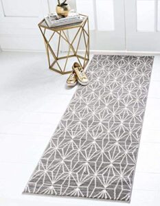 jill zarin uptown collection area rug - fifth avenue (2' 2" x 6' 1" runner, gray/ ivory)