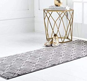 Jill Zarin Uptown Collection Area Rug - Fifth Avenue (2' 2" x 6' 1" Runner, Gray/ Ivory)