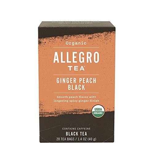 Allegro Tea Organic Ginger Peach Black Tea Bags, 20 Count