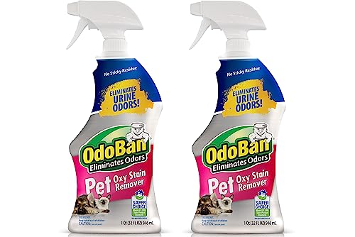 OdoBan Pet Solutions Oxy Stain Remover, Pet Stain Eliminator, 2-Pack, 32 Ounce Spray Each