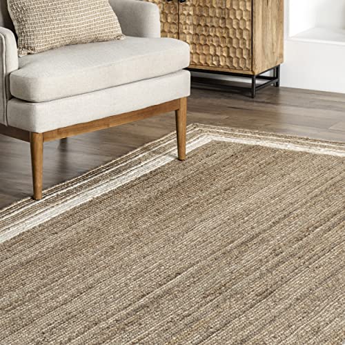 nuLOOM Rikki Coastal Braided Jute Area Rug, 6' x 9', Off-white