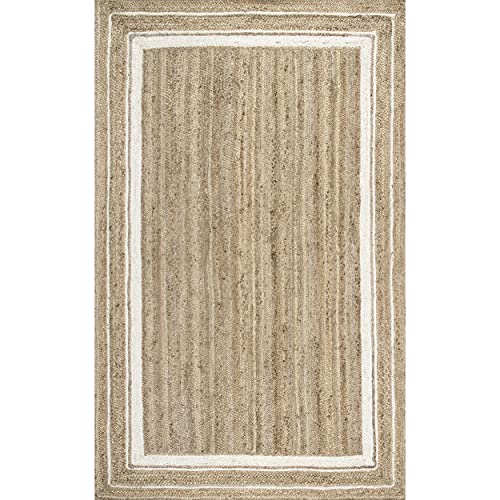 nuLOOM Rikki Coastal Braided Jute Area Rug, 6' x 9', Off-white