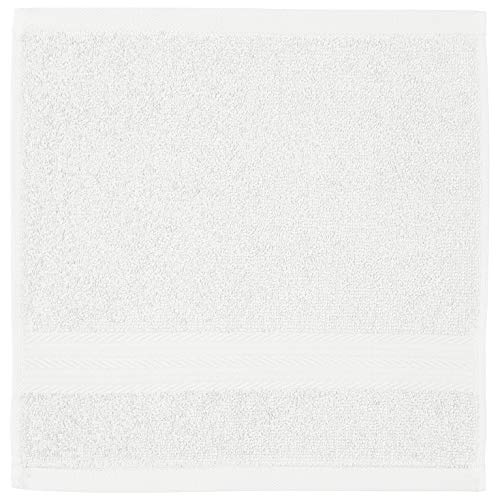 Amazon Basics Fade-Resistant Cotton Washcloth, 12-Pack, White, 12" L x 12" W