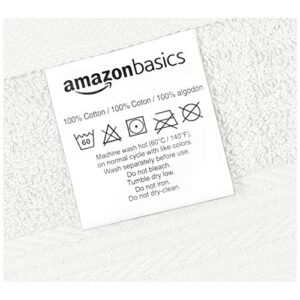 Amazon Basics Fade-Resistant Cotton Washcloth, 12-Pack, White, 12" L x 12" W