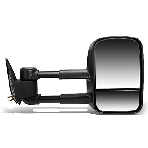 DNA Motoring TWM-001-T222-BK-R Manual Adjustment Towing Mirror Compatible With 03-06 Silverado Suburban Avalanche Tahoe Sierra Yukon, Right Side