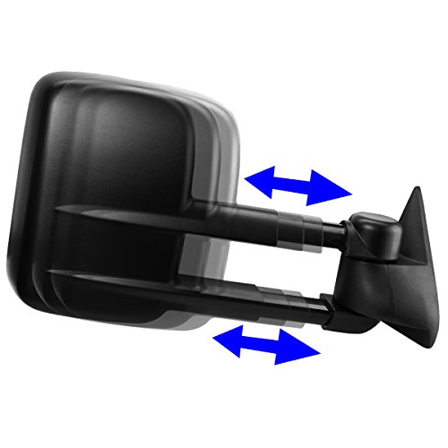 DNA Motoring TWM-001-T222-BK-R Manual Adjustment Towing Mirror Compatible With 03-06 Silverado Suburban Avalanche Tahoe Sierra Yukon, Right Side