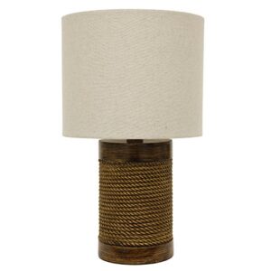 decor therapy tl15455 cali rope wrapped polyresin accent lamp, natural, faux wood