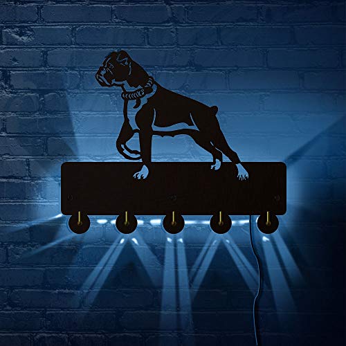 The Geeky Days Lovely Boxer Dog Design Bathroom Living Room Decor Wall Hook with LED Backlight Animals Coat Bags Clothes Coat Hook Keys Holder Towel Hook Dog Lover Gift