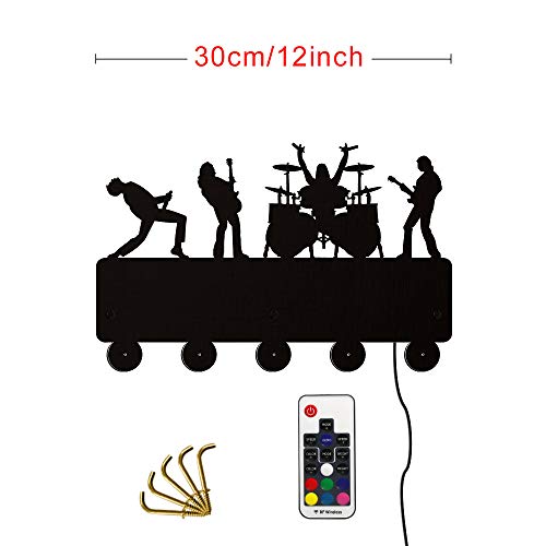 The Geeky Days Rock Band Modern Design Household Decor Rock Musical Theme Clothes Coat Hat Hanger Kitchen Bathroom Towel Hooks Key Holder Gift for Music Lover