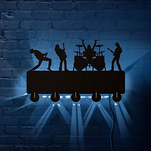 The Geeky Days Rock Band Modern Design Household Decor Rock Musical Theme Clothes Coat Hat Hanger Kitchen Bathroom Towel Hooks Key Holder Gift for Music Lover