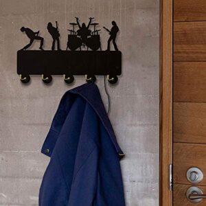 The Geeky Days Rock Band Modern Design Household Decor Rock Musical Theme Clothes Coat Hat Hanger Kitchen Bathroom Towel Hooks Key Holder Gift for Music Lover