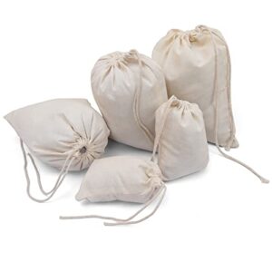 biglotbags premium cotton muslin bags, 100% organic cotton with single drawstring. premium quality reusable eco-friendly natural muslin bags. (50, 5 x 7 inches)