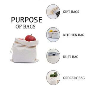 BigLotBags Premium Cotton Muslin Bags, 100% Organic Cotton with Single Drawstring. Premium Quality Reusable Eco-Friendly Natural Muslin Bags. (50, 5 x 7 Inches)