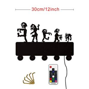 The Geeky Days Horror Zombies Attack Design Household Decor Coat Hat Bag Hanger Key Holder Towel Wall Hook with LED Backlight We ate Your Stick Bedroom Decor Gift