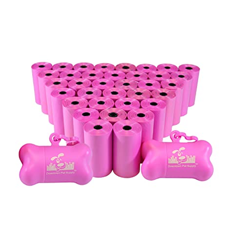 Downtown Pet Supply Dog Poop Bags (1000 CT - Pink Bags & 2 Dispensers) Waste Bag Dispenser Clips to Dog Leashes Bags & Dog Harnesses- Poop Scoop Bags are Leak-Proof Bags & Unscented