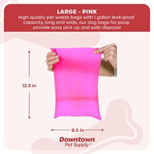 Downtown Pet Supply Dog Poop Bags (1000 CT - Pink Bags & 2 Dispensers) Waste Bag Dispenser Clips to Dog Leashes Bags & Dog Harnesses- Poop Scoop Bags are Leak-Proof Bags & Unscented