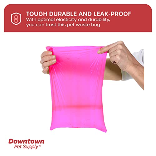 Downtown Pet Supply Dog Poop Bags (1000 CT - Pink Bags & 2 Dispensers) Waste Bag Dispenser Clips to Dog Leashes Bags & Dog Harnesses- Poop Scoop Bags are Leak-Proof Bags & Unscented