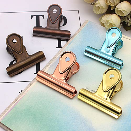 Zittop 4 Pack Bulldog Duckbill Metal Binder Clips, Invoice Bill Clip Utility Paper Clips for Office Home Use (Bronze, 40mm)