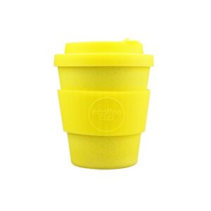 8oz 250ml ecoffee reusable cups with silicone lid tops, made with natural bamboo fibre, like a boss