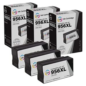 ld products compatible ink cartridge replacement for hp 956xl 956 xl l0r39an hy (black, 3-pack) compatible with officejet pro 7720, 7730, 7740, 8200, 8210, 8216, 8218, 8700, 8716, 8718, 8719, 8720